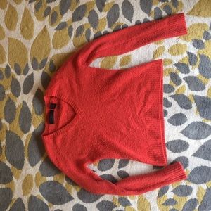 Orange Fuzzy V-Neck sweater